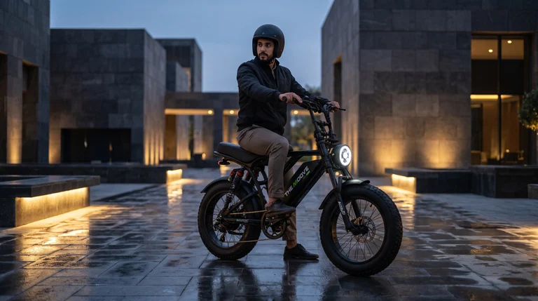 Moove Scrambler Fatbike en balade sur corniche au Maroc